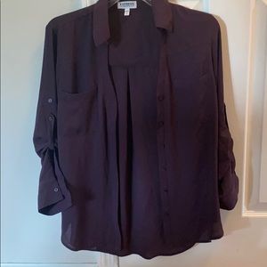 V neck button down